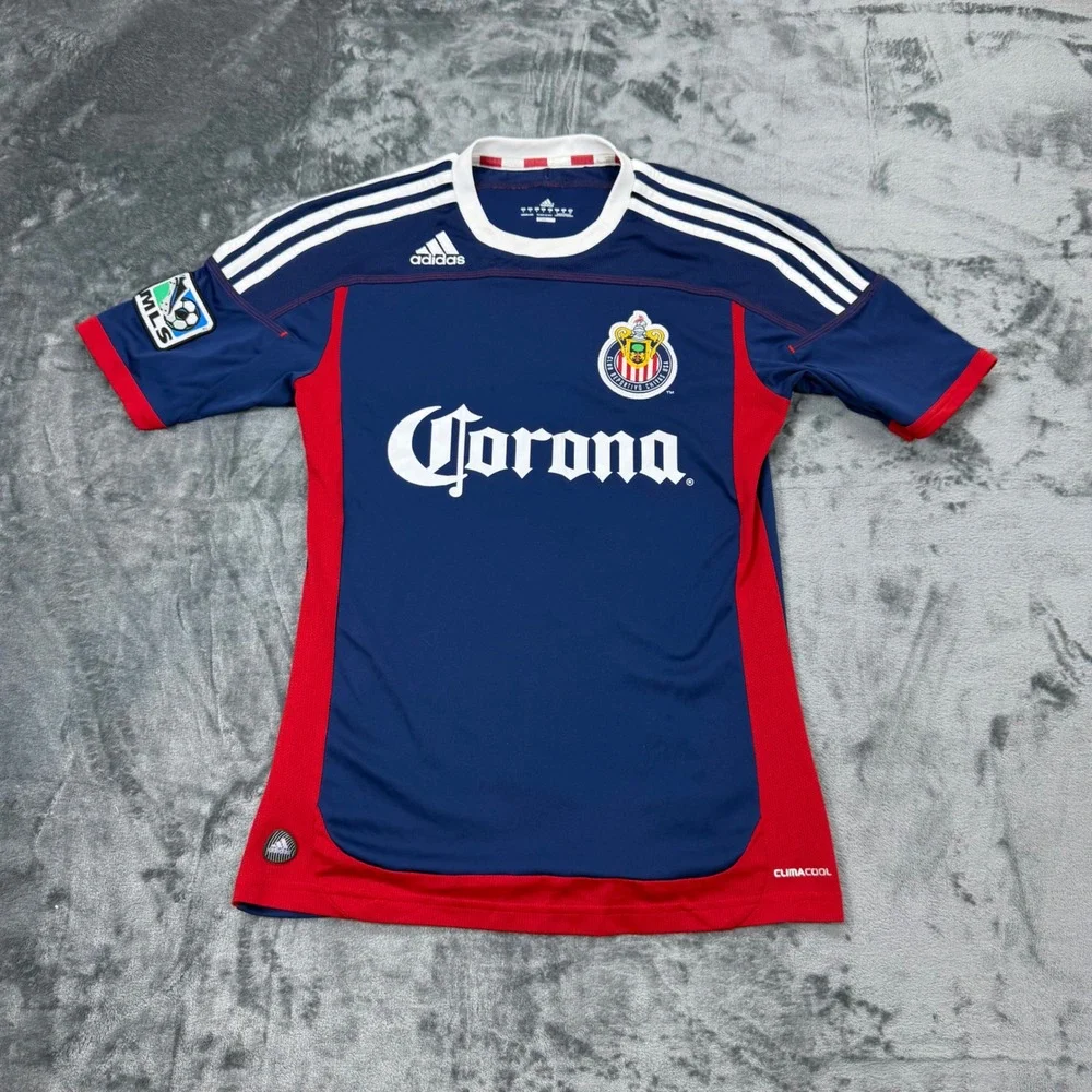 Rare Adidas 2013 Chivas USA MLS Soccer Jersey Mens Small Blue Corona Meerschaert